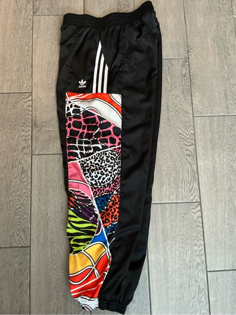 Adidas Black Multicolor Patchwork Track Pants #C09 - Picture 2 of 8